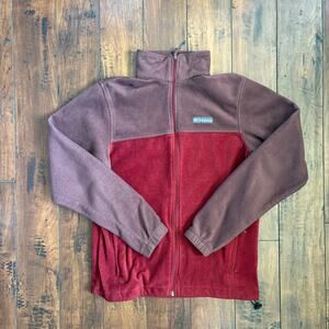 Columbia Sportswear Fleece Jacket Womens M Red Colorblock Sportswear Activewear